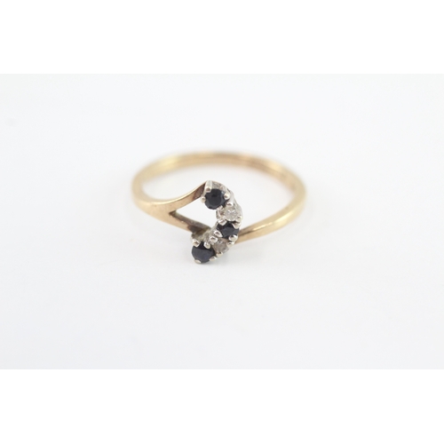 185 - 9ct gold vintage sapphire & diamond dress ring (1.6g) Size L