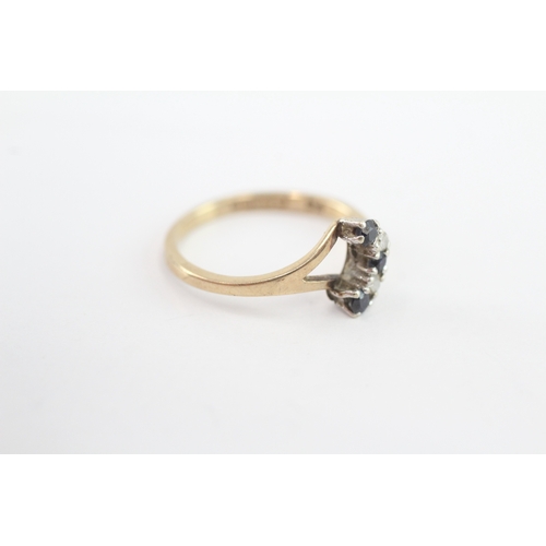 185 - 9ct gold vintage sapphire & diamond dress ring (1.6g) Size L