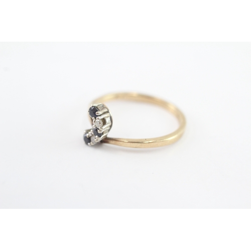 185 - 9ct gold vintage sapphire & diamond dress ring (1.6g) Size L