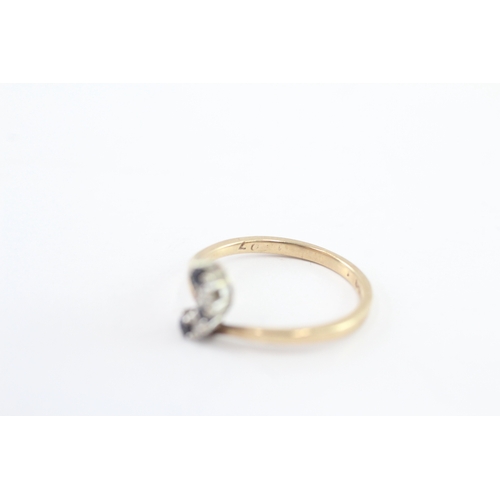 185 - 9ct gold vintage sapphire & diamond dress ring (1.6g) Size L