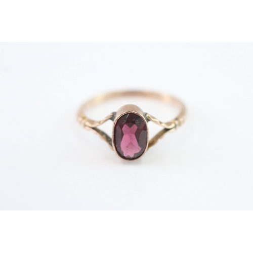 186 - 9ct gold antique garnet dress ring (2.9g) Size R 1/2