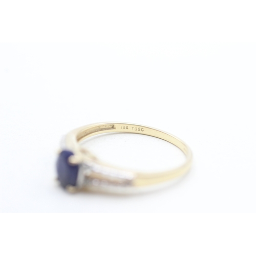190 - 9ct gold sapphire and diamond dress ring (2.3g) Size Q