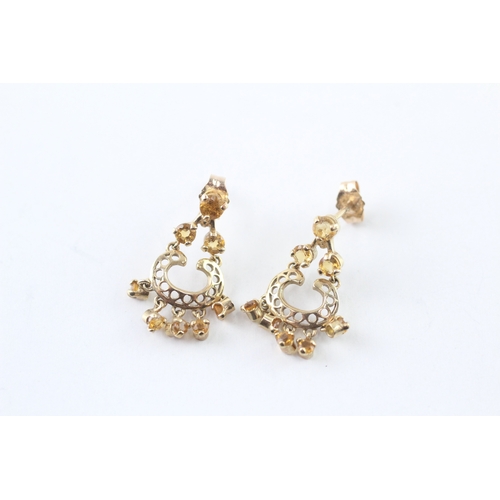217 - 9ct gold citrine drop earrings (1.6g)