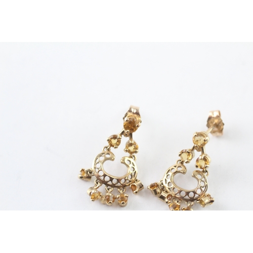 217 - 9ct gold citrine drop earrings (1.6g)