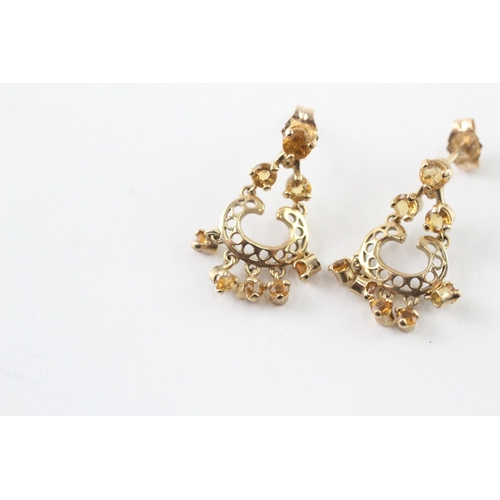 217 - 9ct gold citrine drop earrings (1.6g)