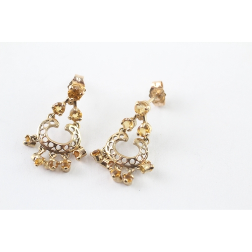 217 - 9ct gold citrine drop earrings (1.6g)