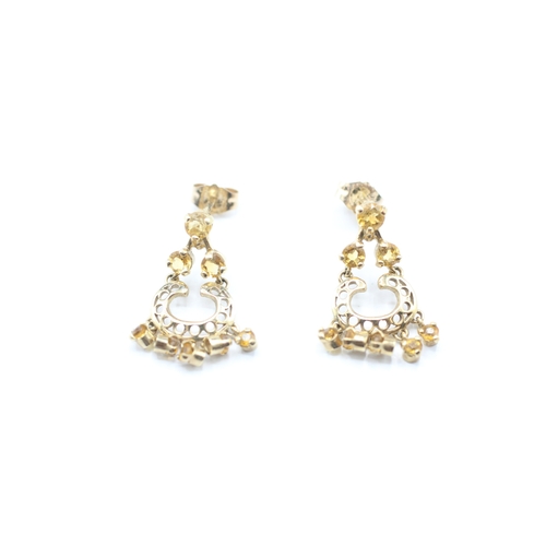 217 - 9ct gold citrine drop earrings (1.6g)