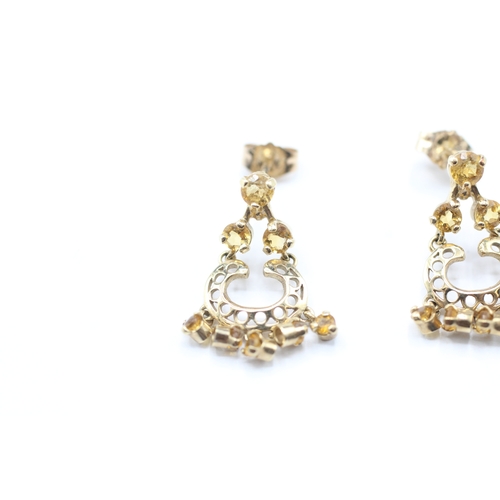 217 - 9ct gold citrine drop earrings (1.6g)