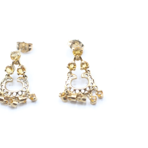 217 - 9ct gold citrine drop earrings (1.6g)