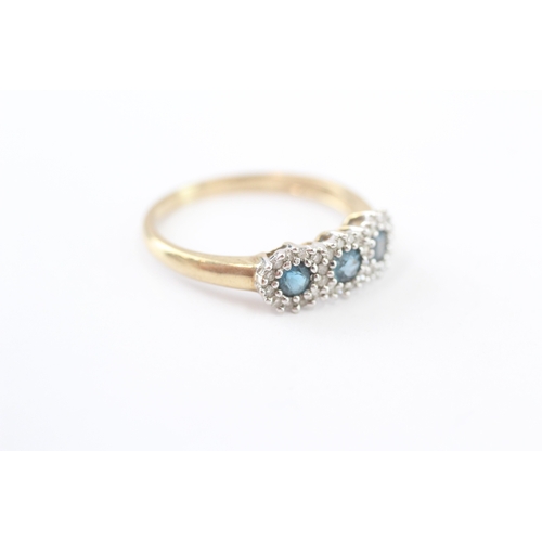 219 - 9ct gold blue topaz & diamond dress ring (2g) Size O