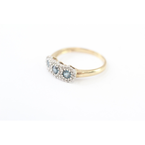 219 - 9ct gold blue topaz & diamond dress ring (2g) Size O