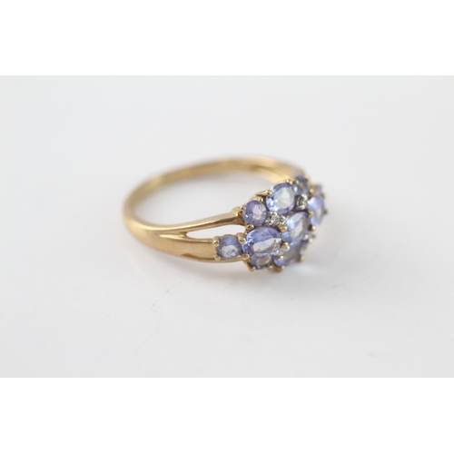 225 - 9ct gold tanzanite & diamond dress ring (2.2g) Size M