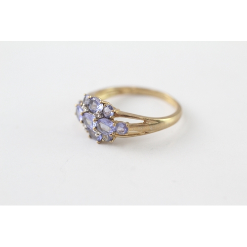 225 - 9ct gold tanzanite & diamond dress ring (2.2g) Size M