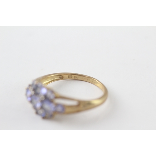 225 - 9ct gold tanzanite & diamond dress ring (2.2g) Size M