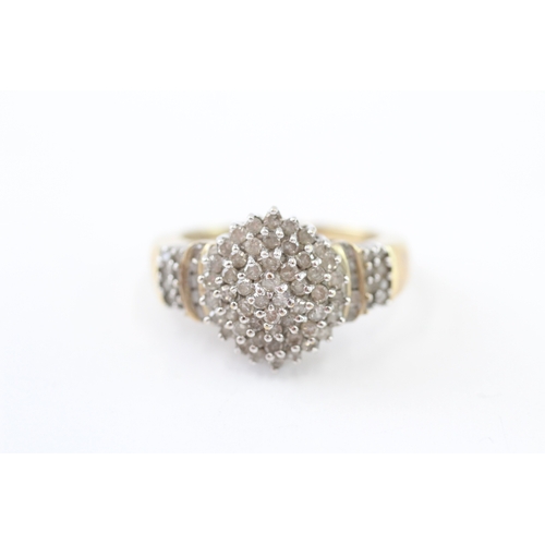 227 - 9ct gold diamond cluster ring (4.8g) Size Q