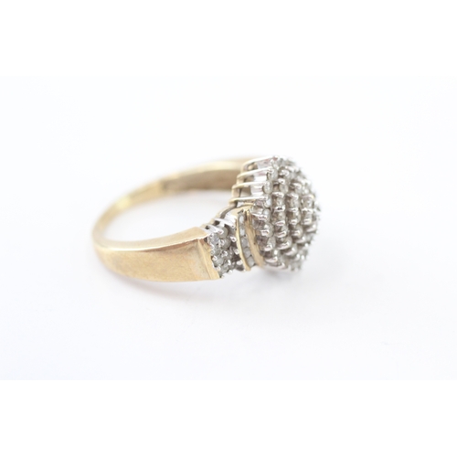 227 - 9ct gold diamond cluster ring (4.8g) Size Q