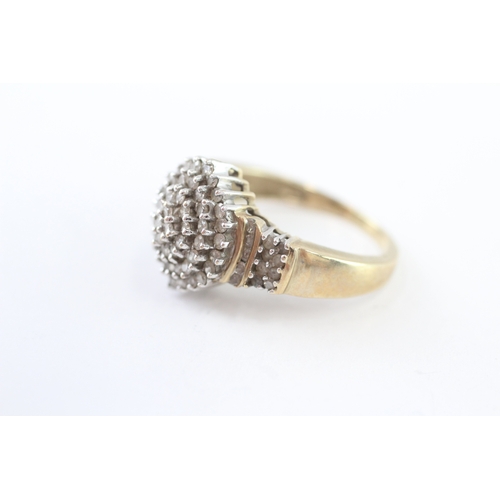 227 - 9ct gold diamond cluster ring (4.8g) Size Q