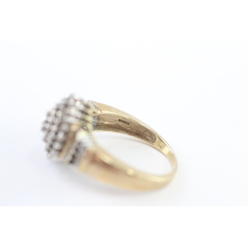 227 - 9ct gold diamond cluster ring (4.8g) Size Q