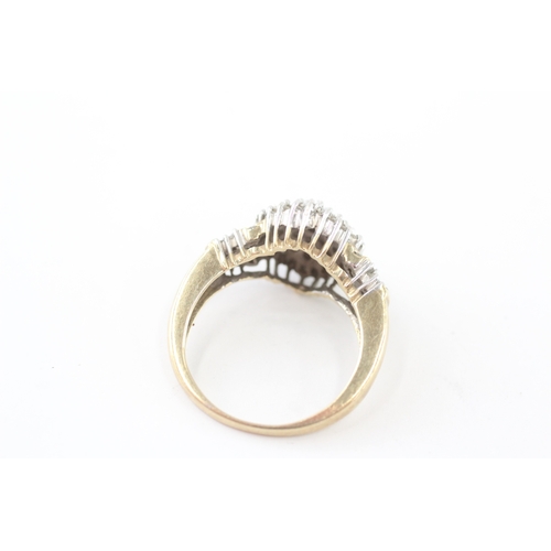227 - 9ct gold diamond cluster ring (4.8g) Size Q