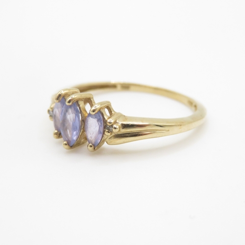 248 - 9ct gold tanzanite and diamond dress ring (1.5g) Size O 1/2