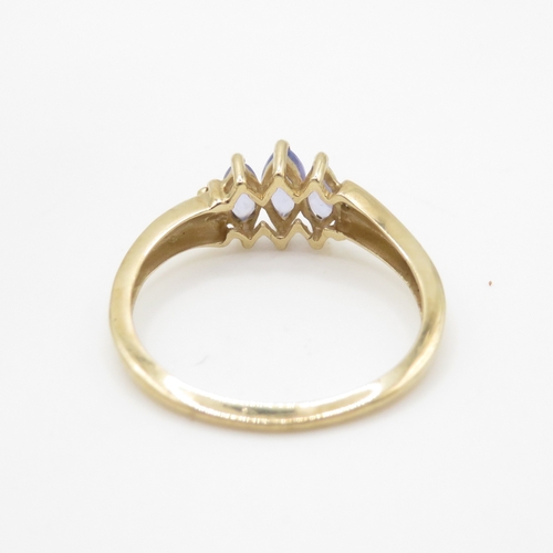 248 - 9ct gold tanzanite and diamond dress ring (1.5g) Size O 1/2