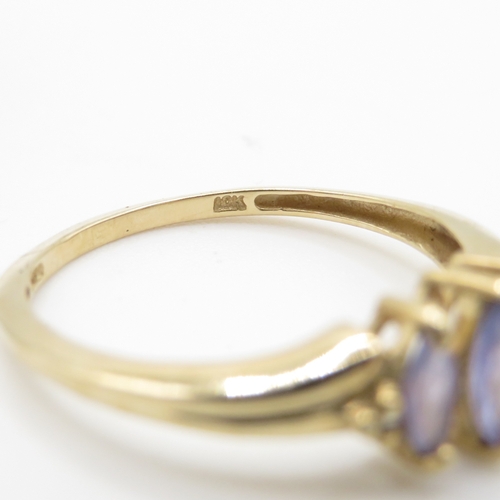 248 - 9ct gold tanzanite and diamond dress ring (1.5g) Size O 1/2