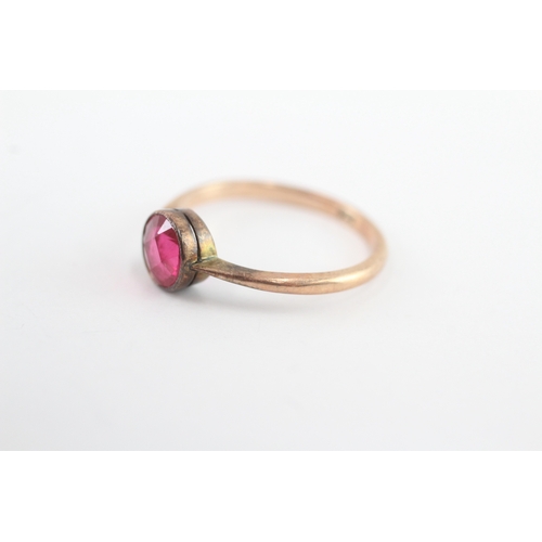 37 - 9ct gold antique synthetic ruby solitaire ring (1.7g) Size N