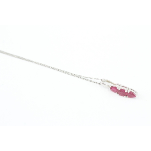 40 - 9ct gold ruby drop pendant necklace (1.4g)