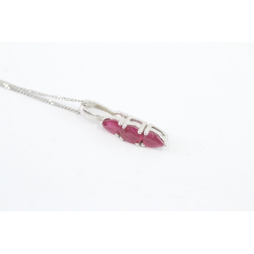 40 - 9ct gold ruby drop pendant necklace (1.4g)