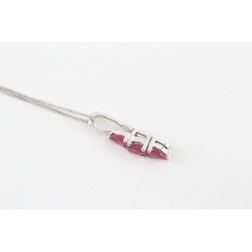 40 - 9ct gold ruby drop pendant necklace (1.4g)