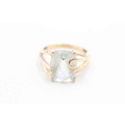 45 - 9ct gold prasiolite cocktail ring (3.3g) Size P 1/2