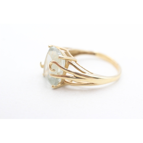 45 - 9ct gold prasiolite cocktail ring (3.3g) Size P 1/2