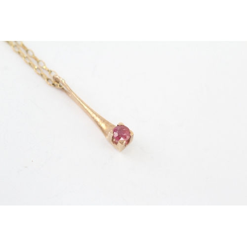 57 - 9ct gold ruby pendant necklace (1.7g)
