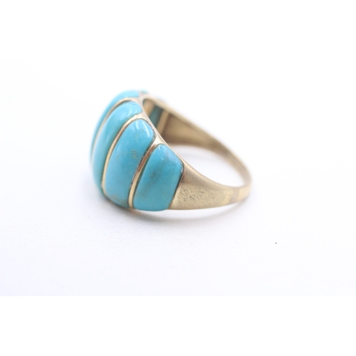 8 - 9ct gold turquoise set bombe ring (4.3g) Size Q