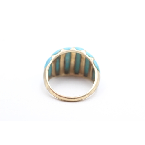 8 - 9ct gold turquoise set bombe ring (4.3g) Size Q