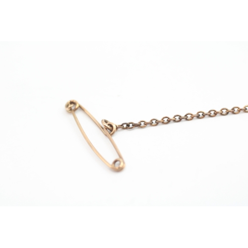 30 - 9ct gold antique amethyst & seed pearl pendant & brooch (as found) (4.8g)