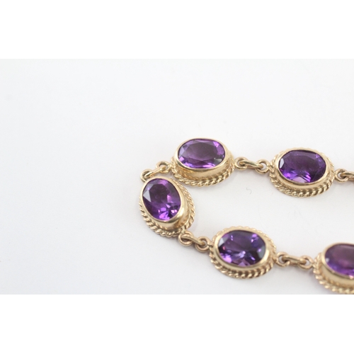 12 - 9ct gold amethyst bracelet (8.7g)
