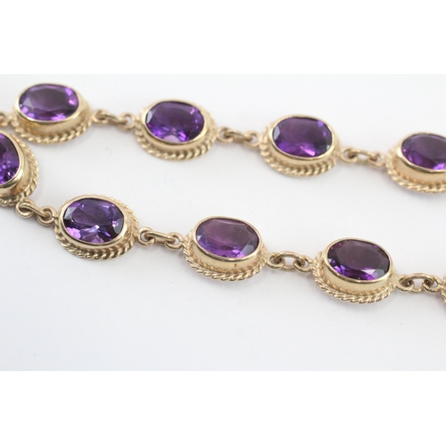 12 - 9ct gold amethyst bracelet (8.7g)
