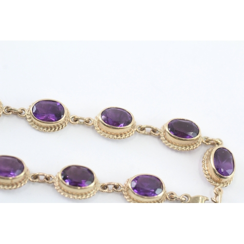 12 - 9ct gold amethyst bracelet (8.7g)
