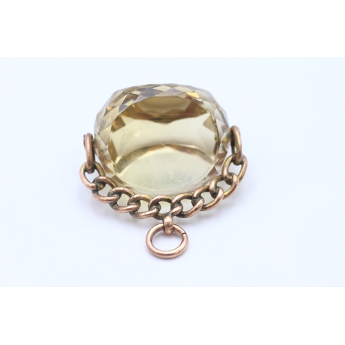 15 - 9ct rose gold antique citrine spinner fob (17.6g)