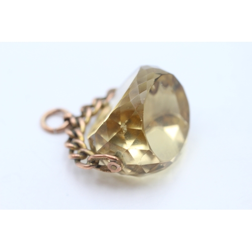 15 - 9ct rose gold antique citrine spinner fob (17.6g)