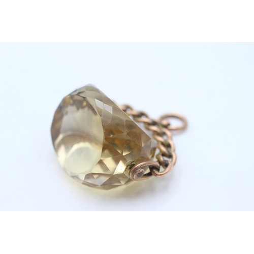 15 - 9ct rose gold antique citrine spinner fob (17.6g)