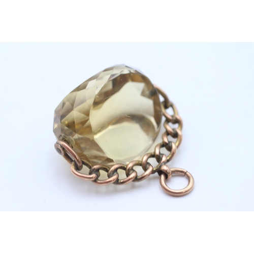 15 - 9ct rose gold antique citrine spinner fob (17.6g)