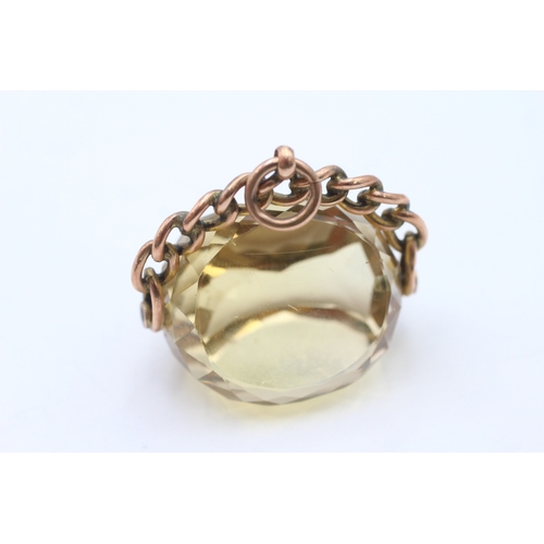 15 - 9ct rose gold antique citrine spinner fob (17.6g)