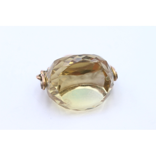 15 - 9ct rose gold antique citrine spinner fob (17.6g)