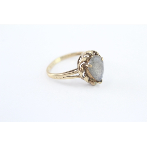 17 - 9ct gold labradorite dress ring (2.4g) as seen - misshapen Size L 1/2