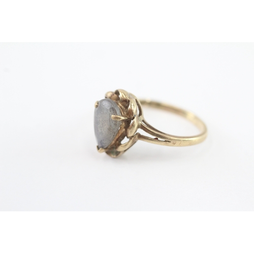 17 - 9ct gold labradorite dress ring (2.4g) as seen - misshapen Size L 1/2