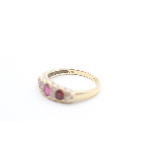25 - 9ct gold ruby and diamond dress ring (2.4g) Size P