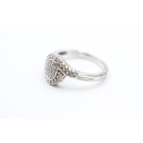 26 - 9ct white gold diamond cluster dress ring (2.9g) Size O