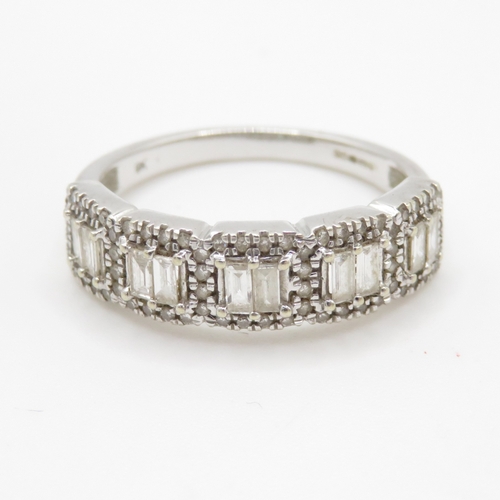 9ct white gold diamond dress ring (2.9g) Size R